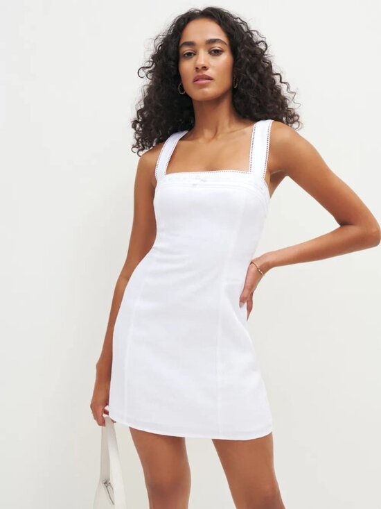 Reformation Dresses & Skirts - NWT Reformation Elana Linen Mini Dress White LWD 4
